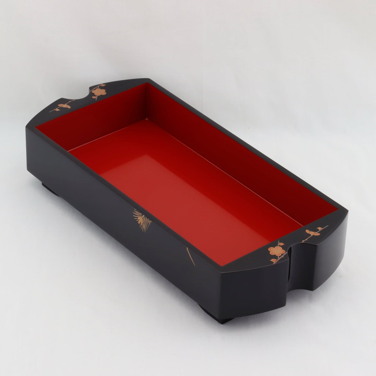 Kato Lacquerware: Wajima Lacquerware Musubi Jubako Tiered Box — Black Exterior and Vermilion Interior Lacquer Finish