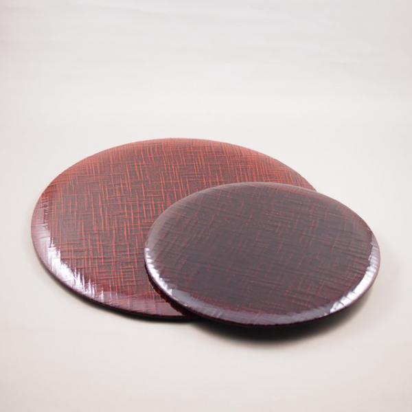 Shioyasu Shikki: Wajima Lacquerware Round Tray, Cloth-Texture Finish / Black Lacquer (Small)