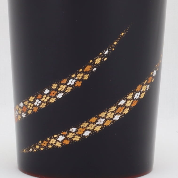 Kato Lacquerware: Wajima Lacquerware Pair of Tumblers with Kohana Chinkin