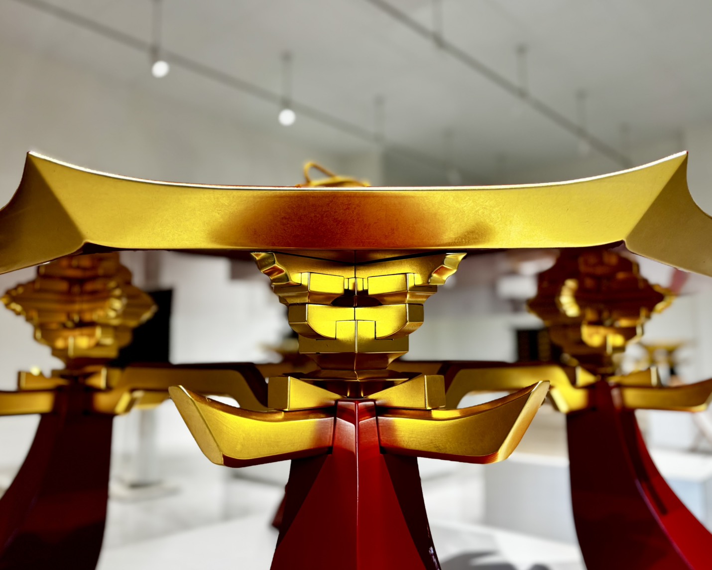 Sato Mokko: Vermilion Lacquer Tamatebako Octagon Sofa Table