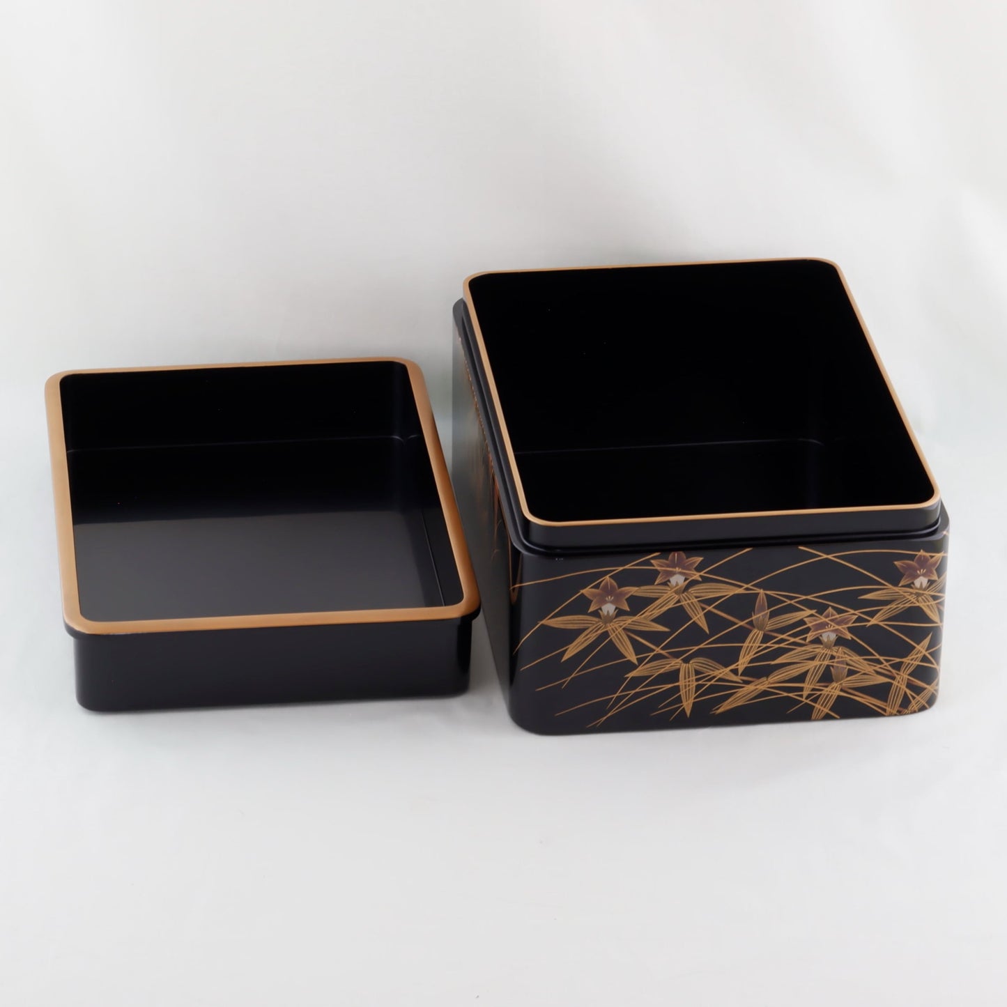 Kato Lacquerware: Wajima Lacquerware Letter Box with Lid — Black Lacquer with Pheasant Maki-e