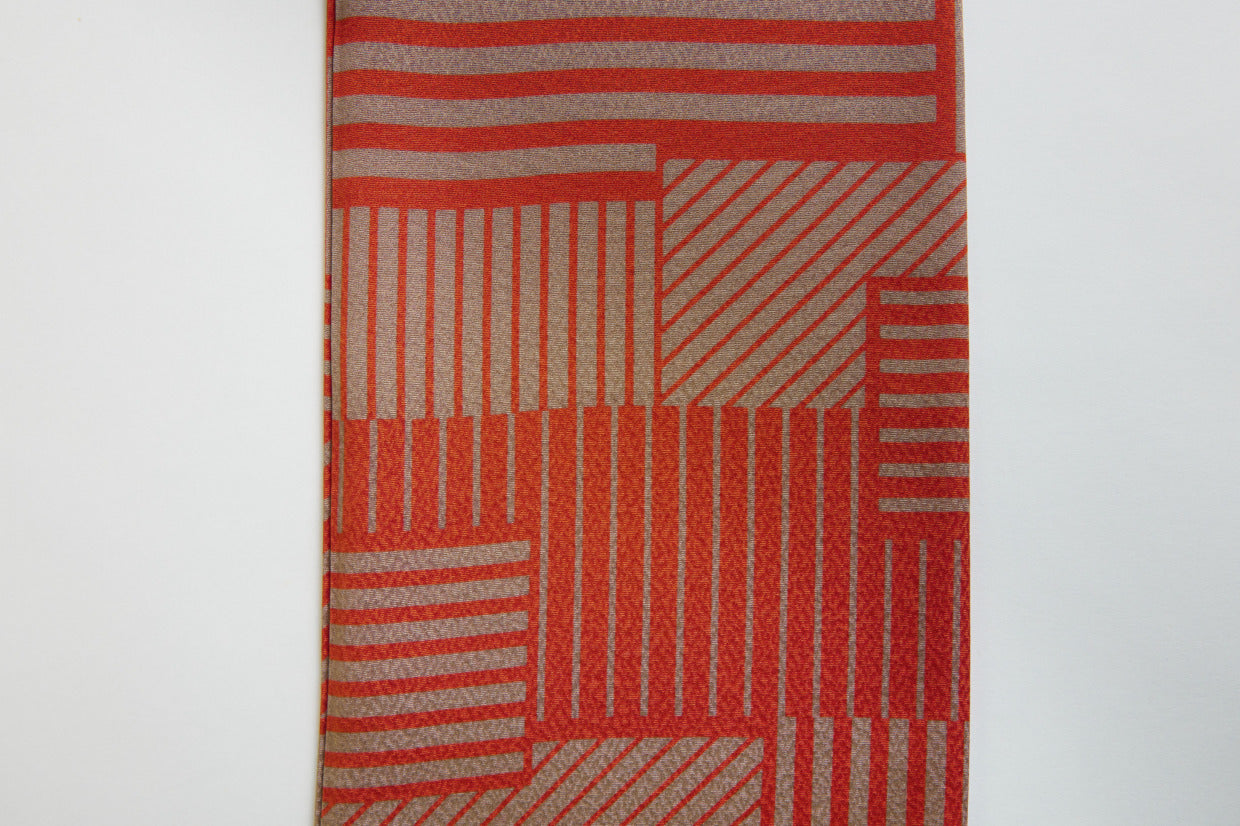 Tomita Sen Kogei: Silk Stole (Geometric / Orange × Beige)
