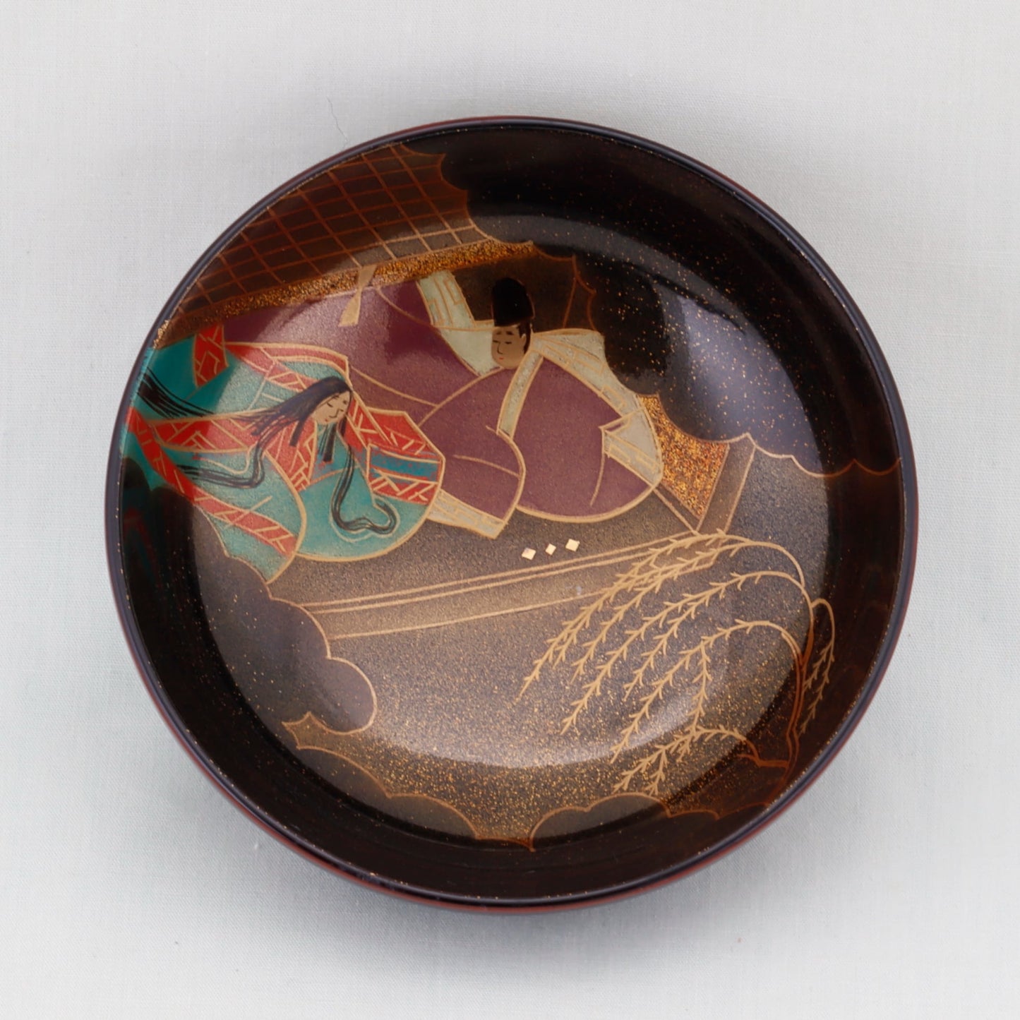 Kato Lacquerware: Wajima Lacquerware Kikko Soup Bowl Set — Tale of Genji Maki-e