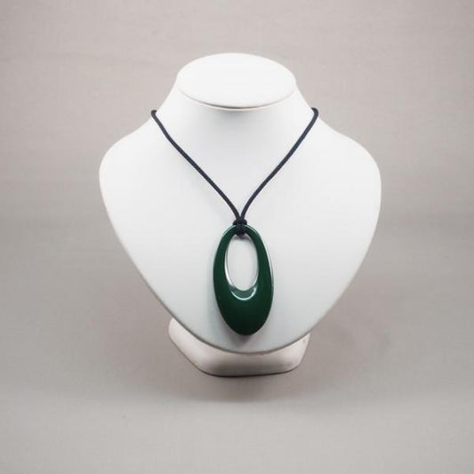 Shioyasu Shikki: Wajima Lacquerware “Shizuku” Pendant (Large), Green Roiro Finish