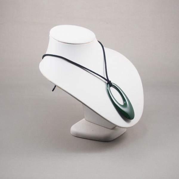 Shioyasu Shikki: Wajima Lacquerware “Shizuku” Pendant (Large), Green Roiro Finish