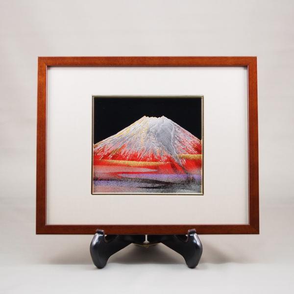 Shioyasu Shikki: Wajima Lacquerware No. 1 Panel “Red Fuji” – Chinkin (Gold Inlay)