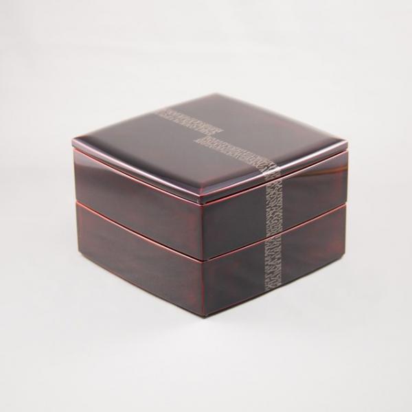 Shioyasu Shikki: Wajima Lacquerware Two-Tiered Jubako Tame-Roiro Finish with “Silver Pine Needles” Maki-e Design