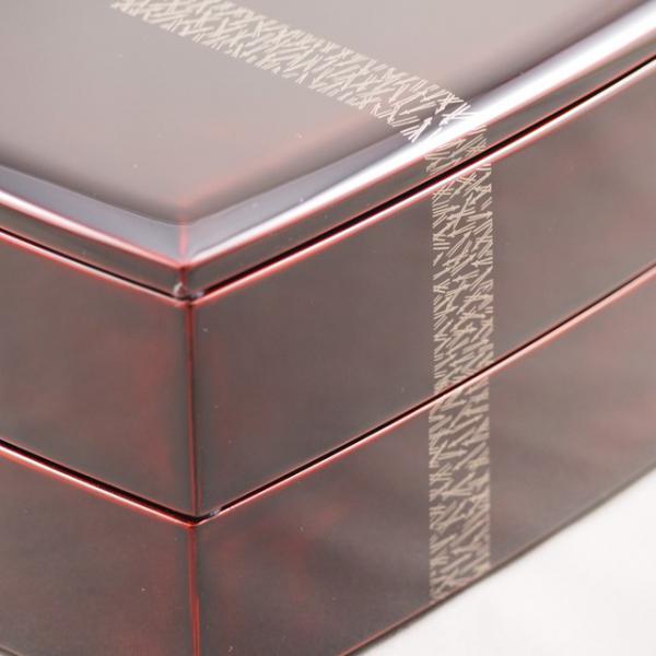 Shioyasu Shikki: Wajima Lacquerware Two-Tiered Jubako Tame-Roiro Finish with “Silver Pine Needles” Maki-e Design