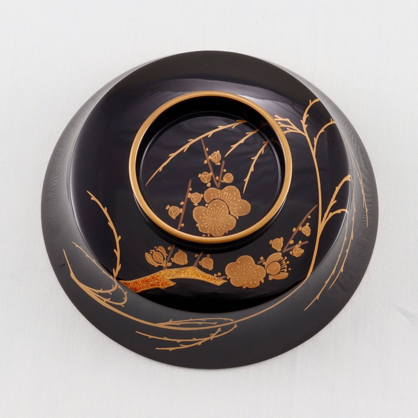 Kato Lacquerware: Wajima Lacquerware Square Nimono Bowl "Willow and Five Geese" Maki-e