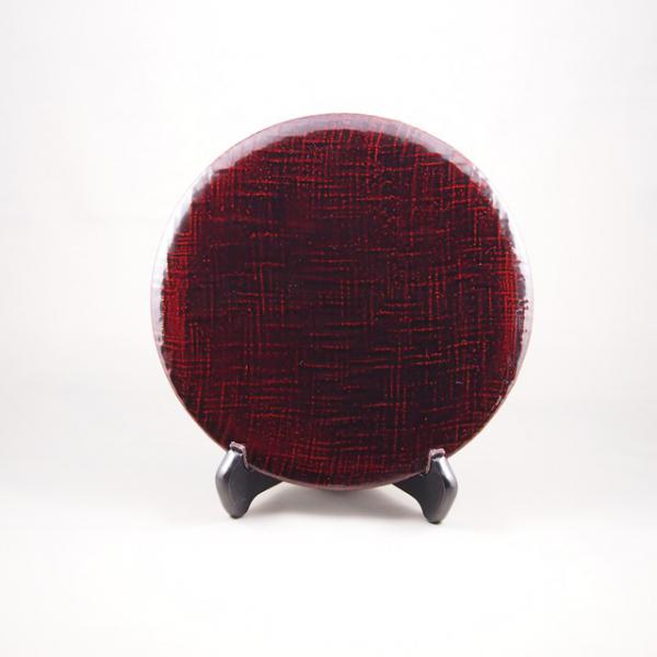 Shioyasu Shikki: Wajima Lacquerware Round Tray, Cloth-Texture Finish / Black Lacquer (Small)