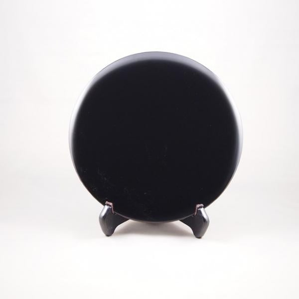Shioyasu Shikki: Wajima Lacquerware Round Tray, Cloth-Texture Finish / Black Lacquer (Small)