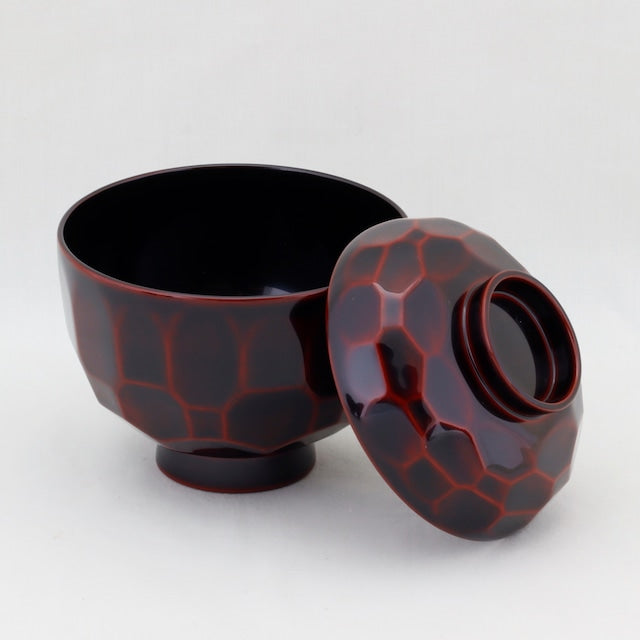 Kato Lacquerware: Wajima Lacquerware Kikko Soup Bowl Set — Tale of Genji Maki-e