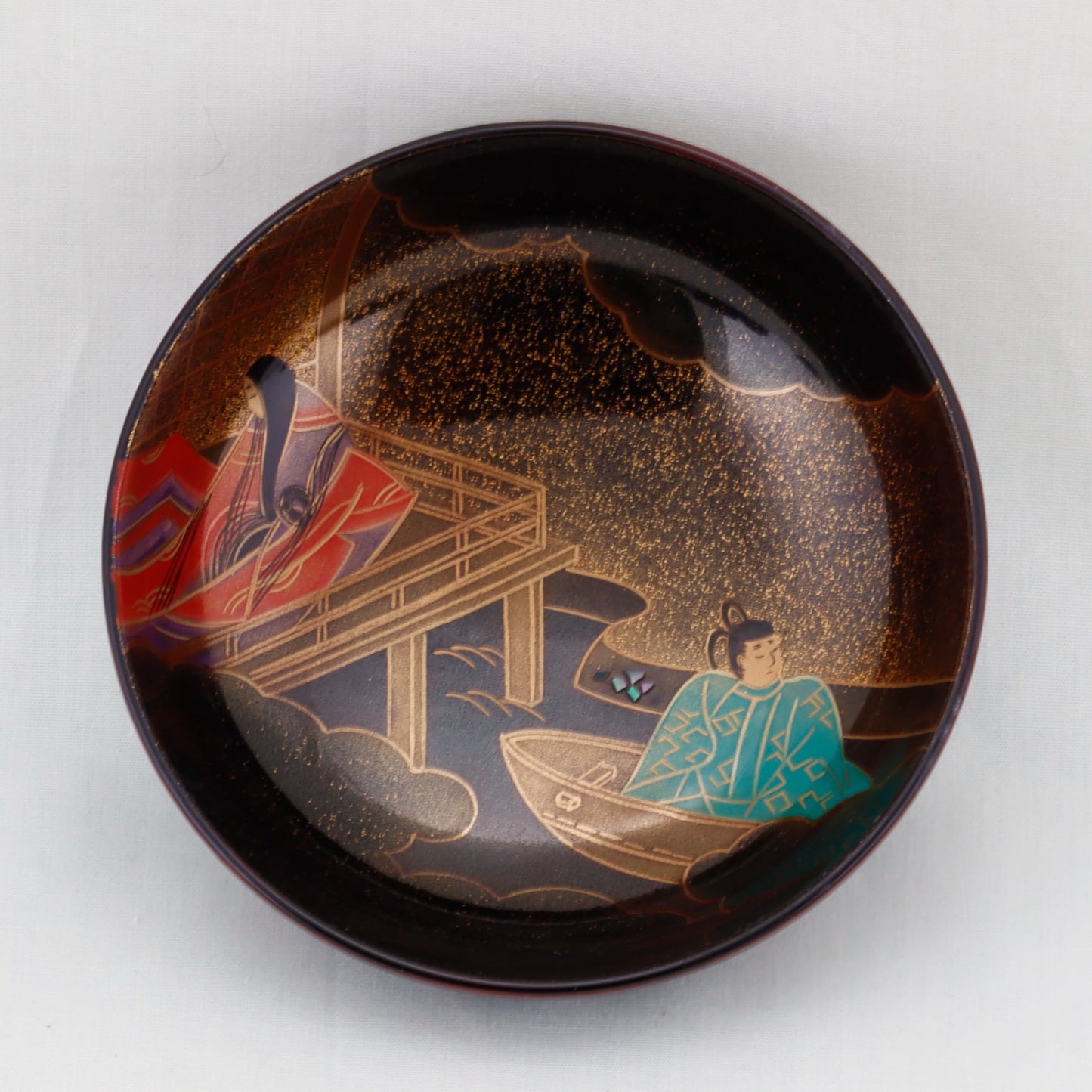 Kato Lacquerware: Wajima Lacquerware Kikko Soup Bowl Set — Tale of Genji Maki-e