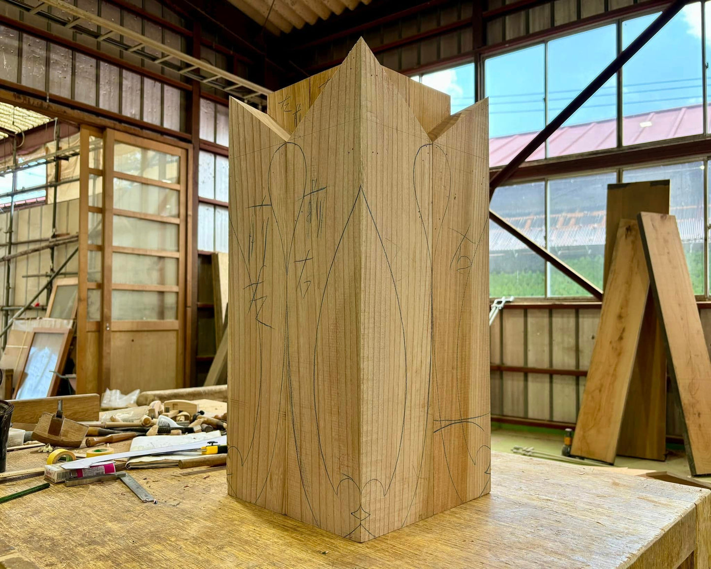 Sato Mokko: Solid Keyaki Fifteen-Drawer Chest with Cabriole Legs