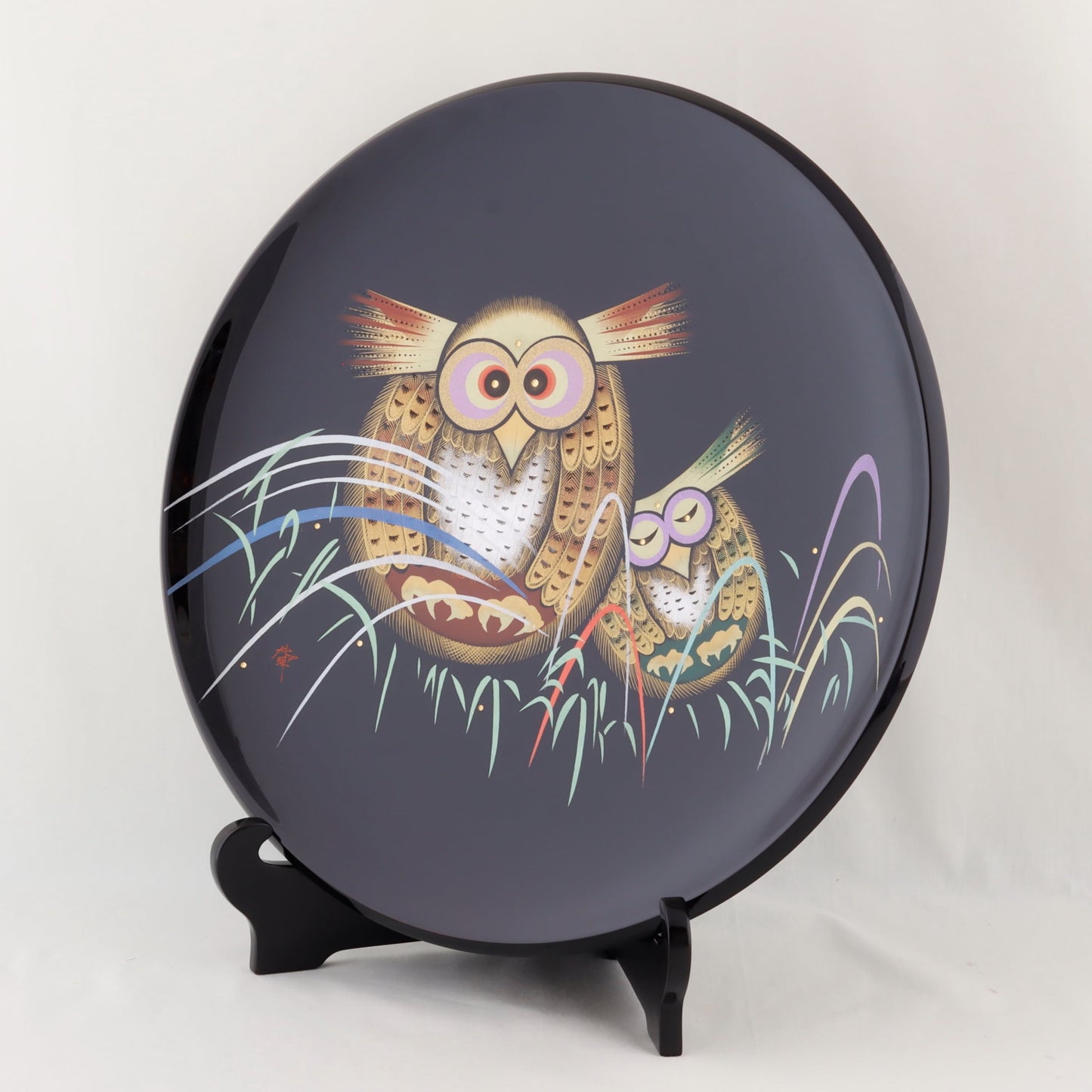 Kato Lacquerware: Wajima Lacquerware Decorative Plate with Fukufuku Chinkin