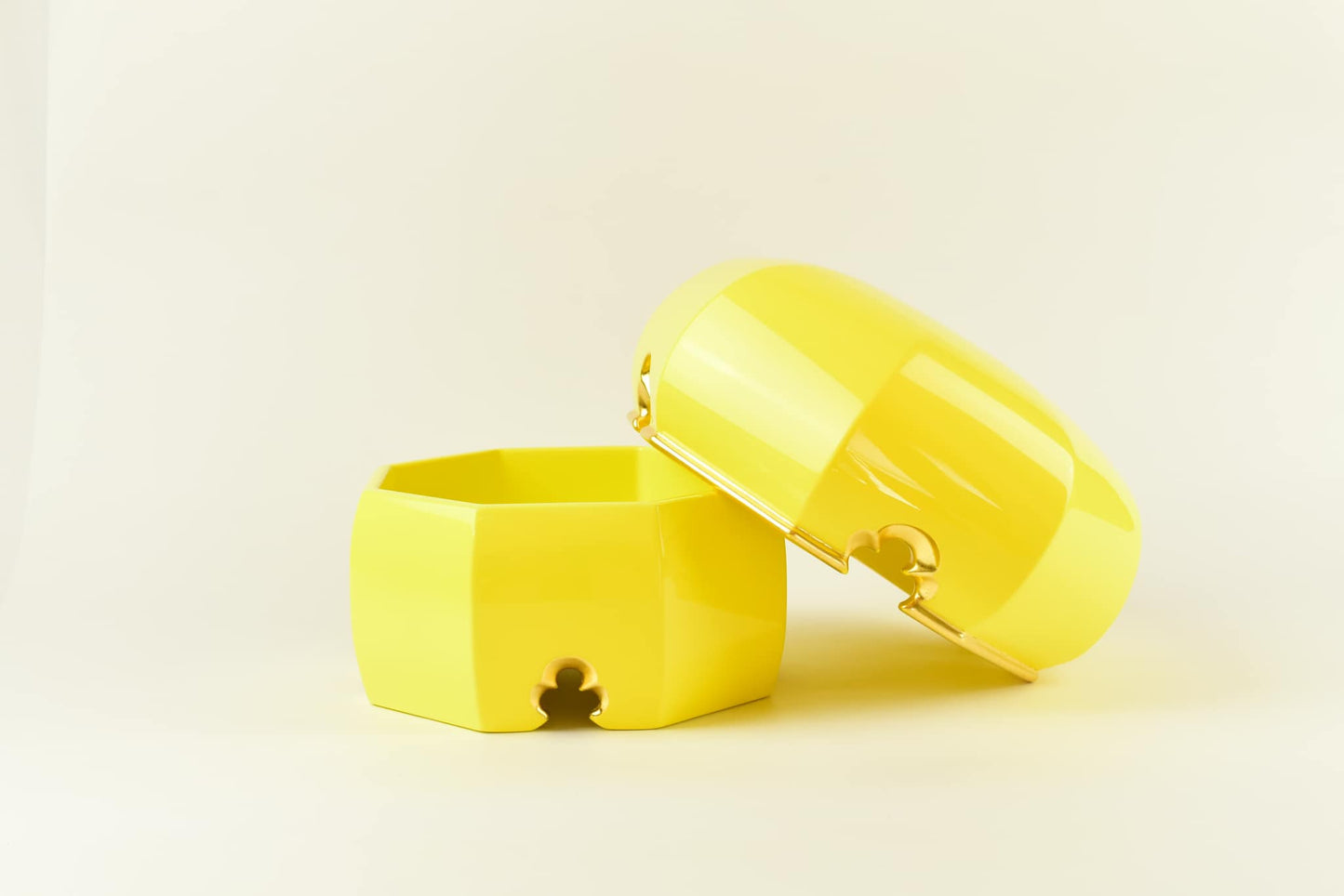 Sato Mokko: Irodori Tamatebako Treasure Box in Sun Yellow Lacquer (Pop Color Series)