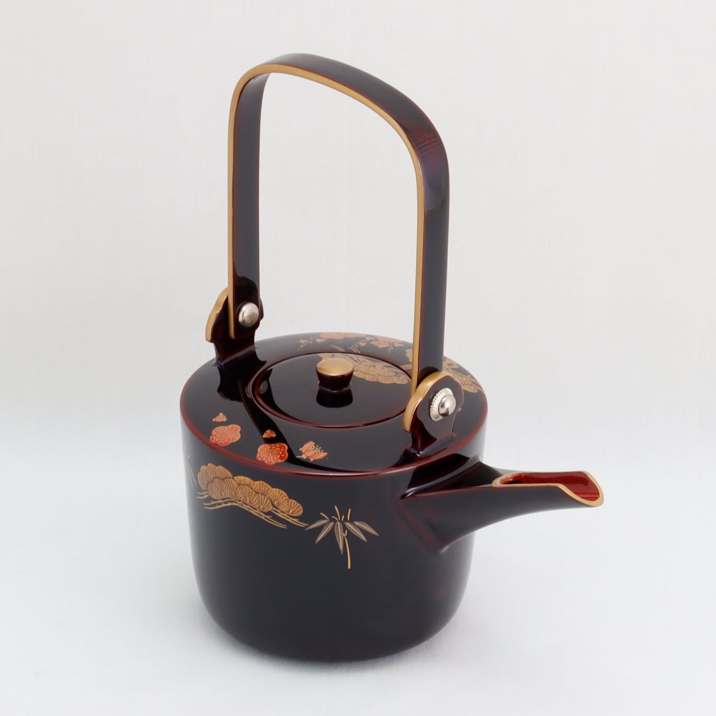 Kato Lacquerware: Wajima Lacquerware Fan-Shaped Toso Set - Pine, Bamboo and Plum Maki-e