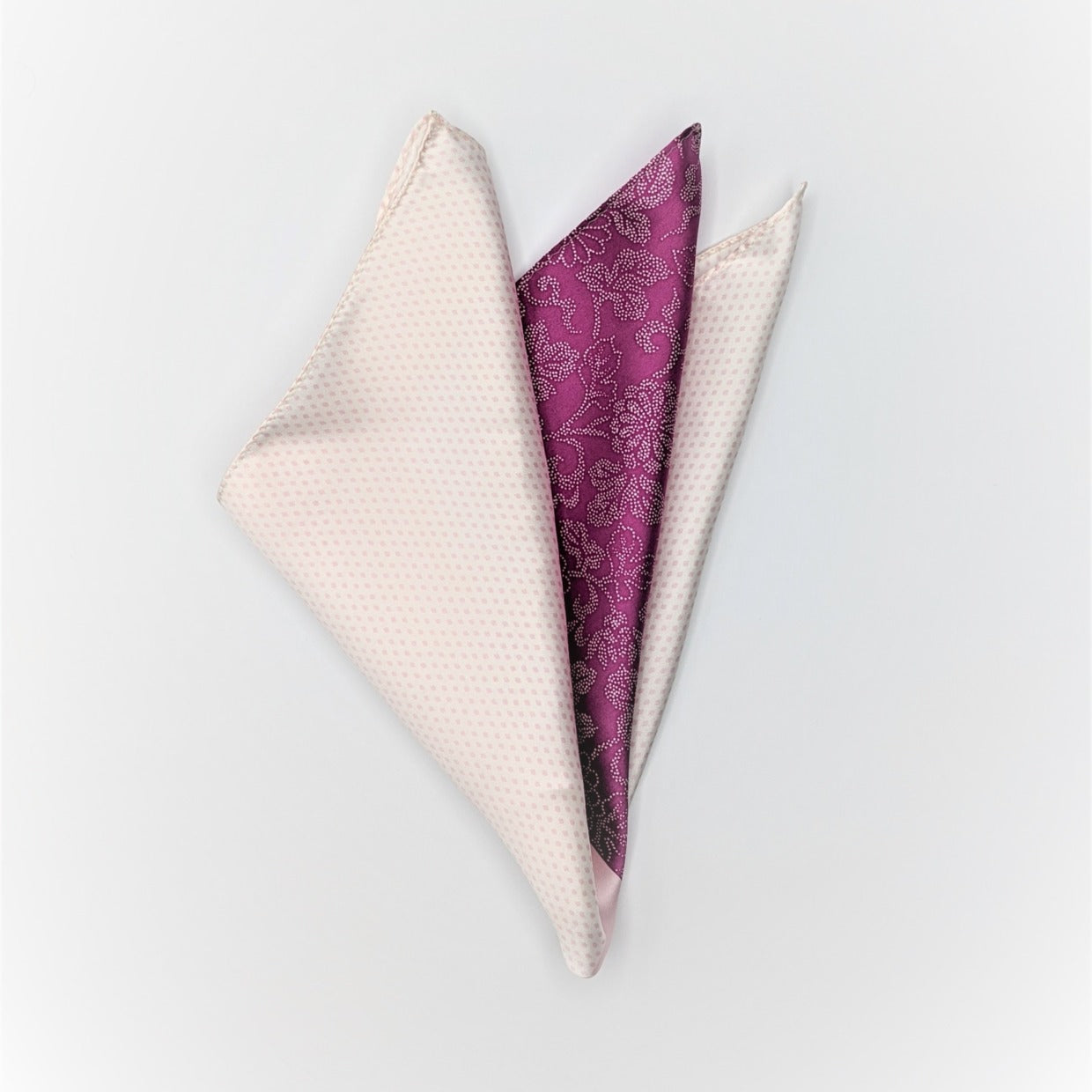 Tomita Sen Kogei: SARAKICHI – Hand-Dyed Pocket Square (Chrysanthemum & Arabesque / Ume Purple)