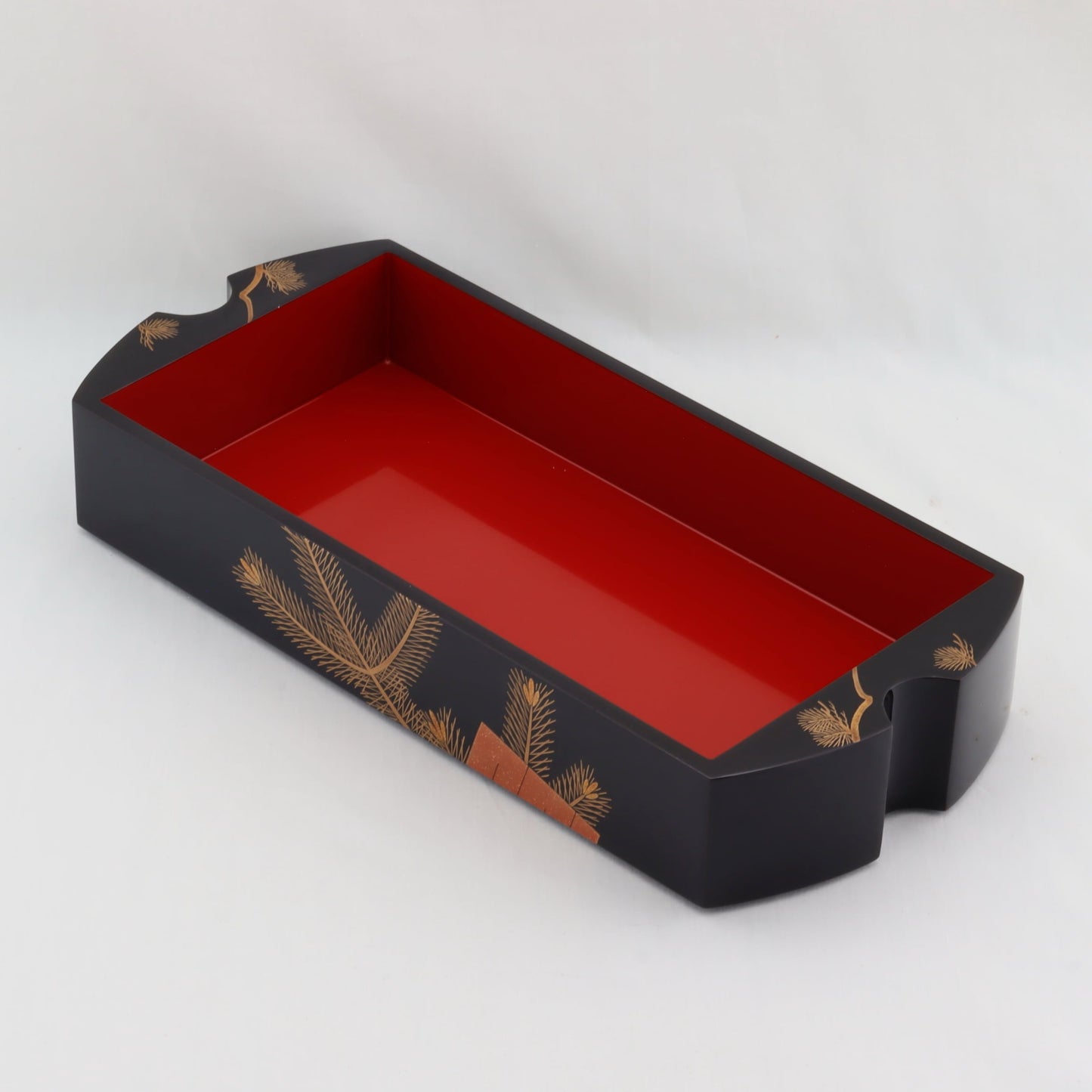 Kato Lacquerware: Wajima Lacquerware Musubi Jubako Tiered Box — Black Exterior and Vermilion Interior Lacquer Finish