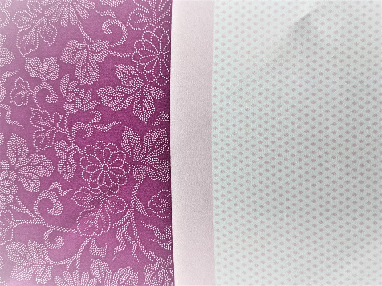 Tomita Sen Kogei: SARAKICHI – Hand-Dyed Pocket Square (Chrysanthemum & Arabesque / Ume Purple)