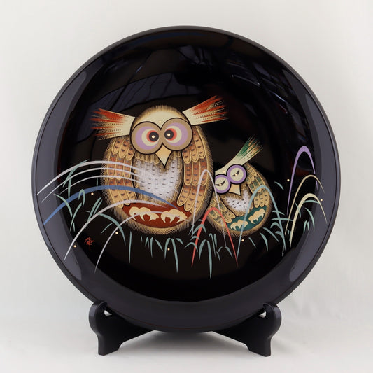 Kato Lacquerware: Wajima Lacquerware Decorative Plate with Fukufuku Chinkin