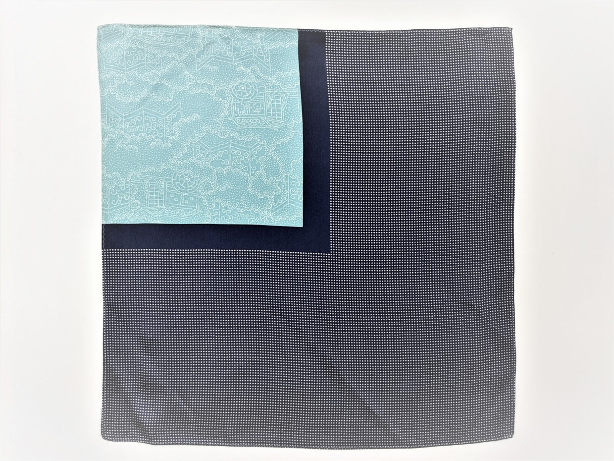 Tomita Sen Kogei: SARAKICHI – Pocket Square (Imperial Carriage / Asagi Blue)