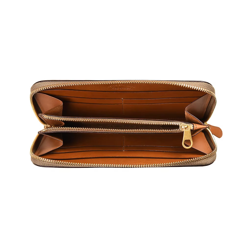 Takumics: Quindici Round-Zip Wallet L — Classic Brown / Italian Leather