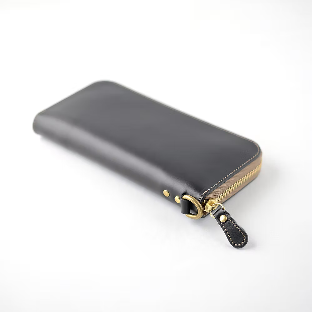 Takumics: Quindici Round-Zip Wallet L — Classic Black / Italian Leather