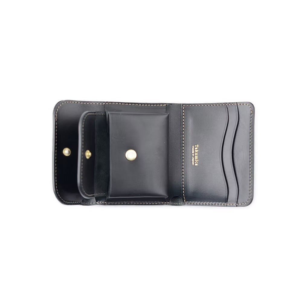 Takumics: Quattro Plus Tri-Fold Wallet — Classic Black / Italian Leather