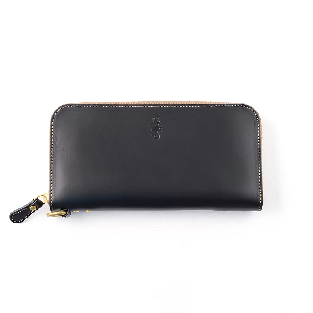 Takumics: Quindici Round-Zip Wallet L — Classic Black / Italian Leather