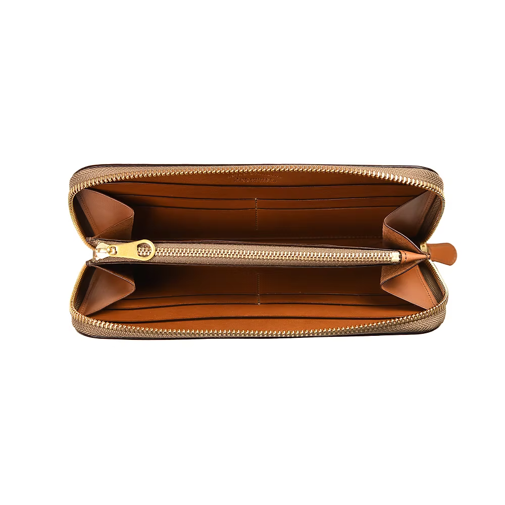 Takumics: Quindici Round-Zip Wallet L — Classic Brown / Italian Leather