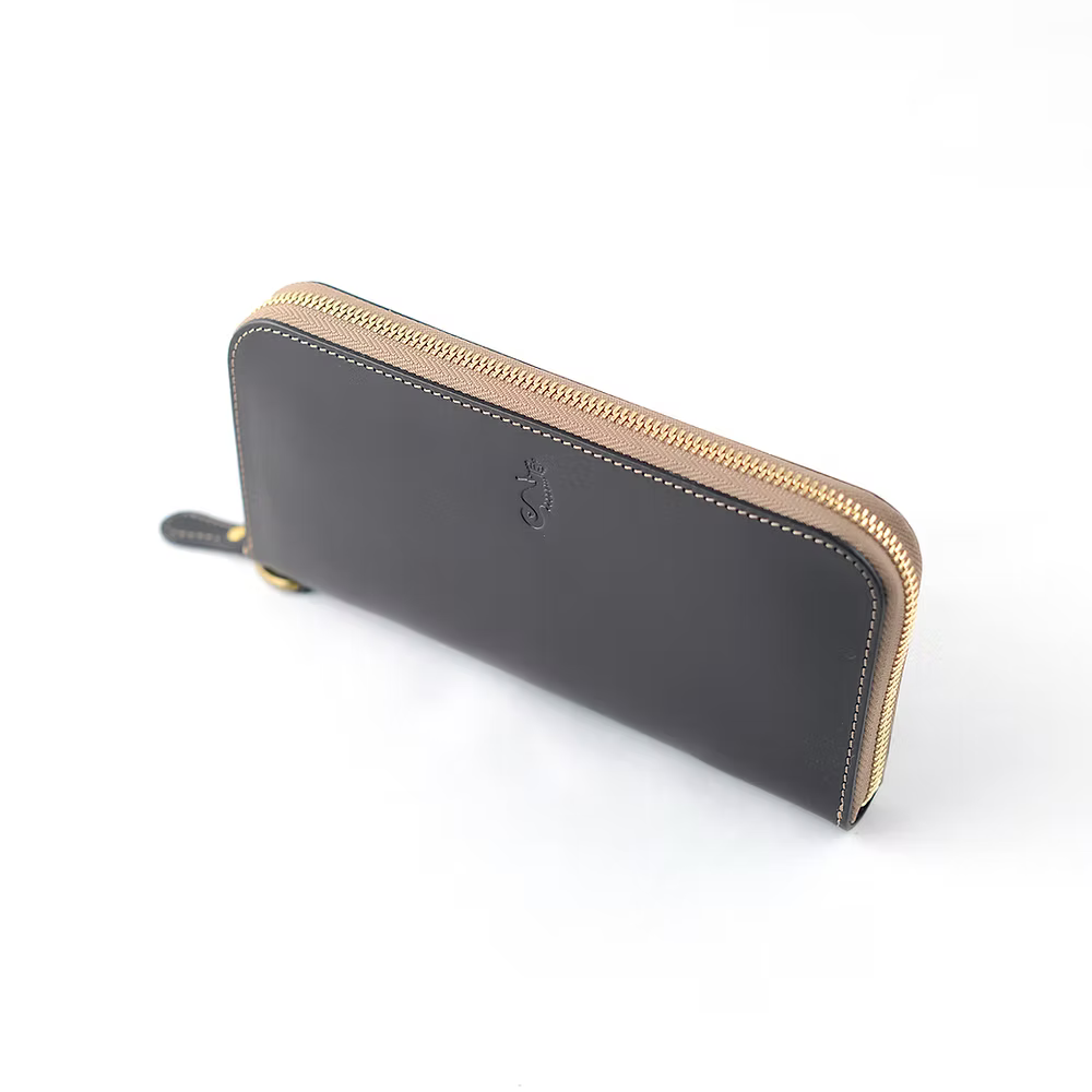 Takumics: Quindici Round-Zip Wallet L — Classic Black / Italian Leather