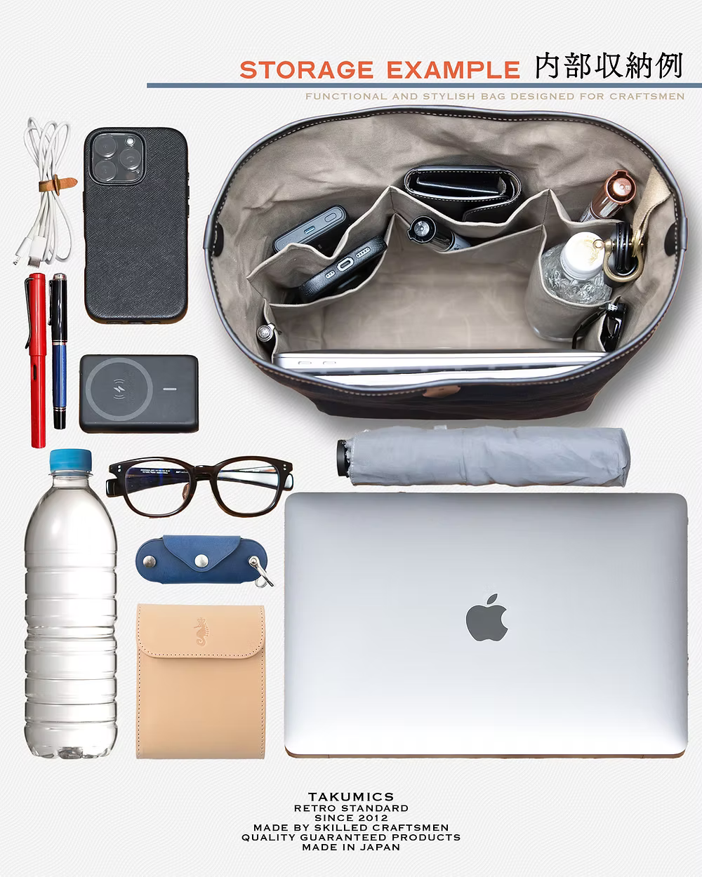 Takumics: Smith Bag Vertifal Black (Medium) w/Black Leather Handle
