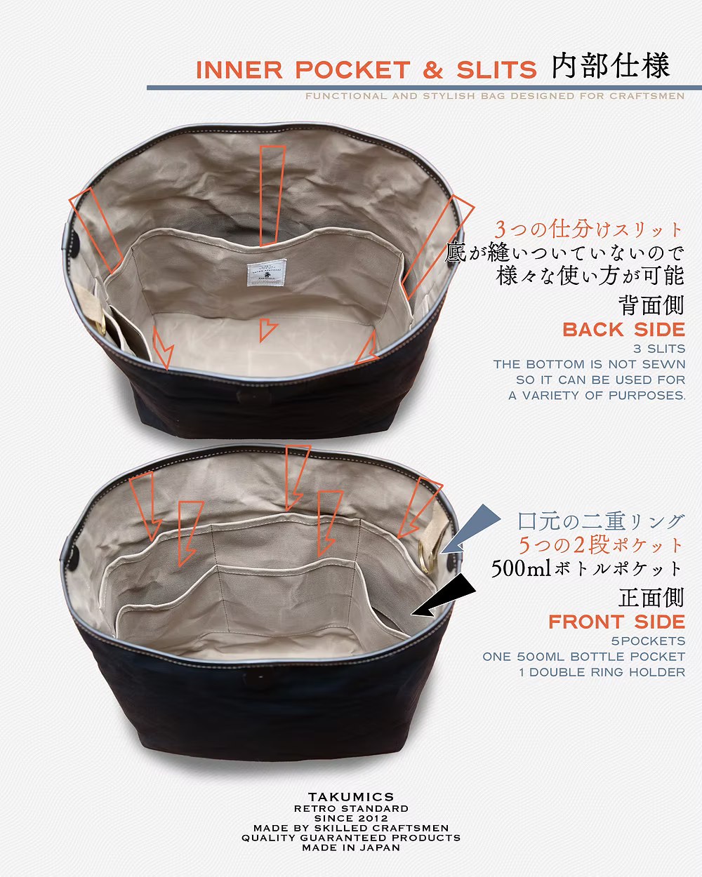 Takumics: Smith Bag Vertifal Black (Medium) w/Black Leather Handle