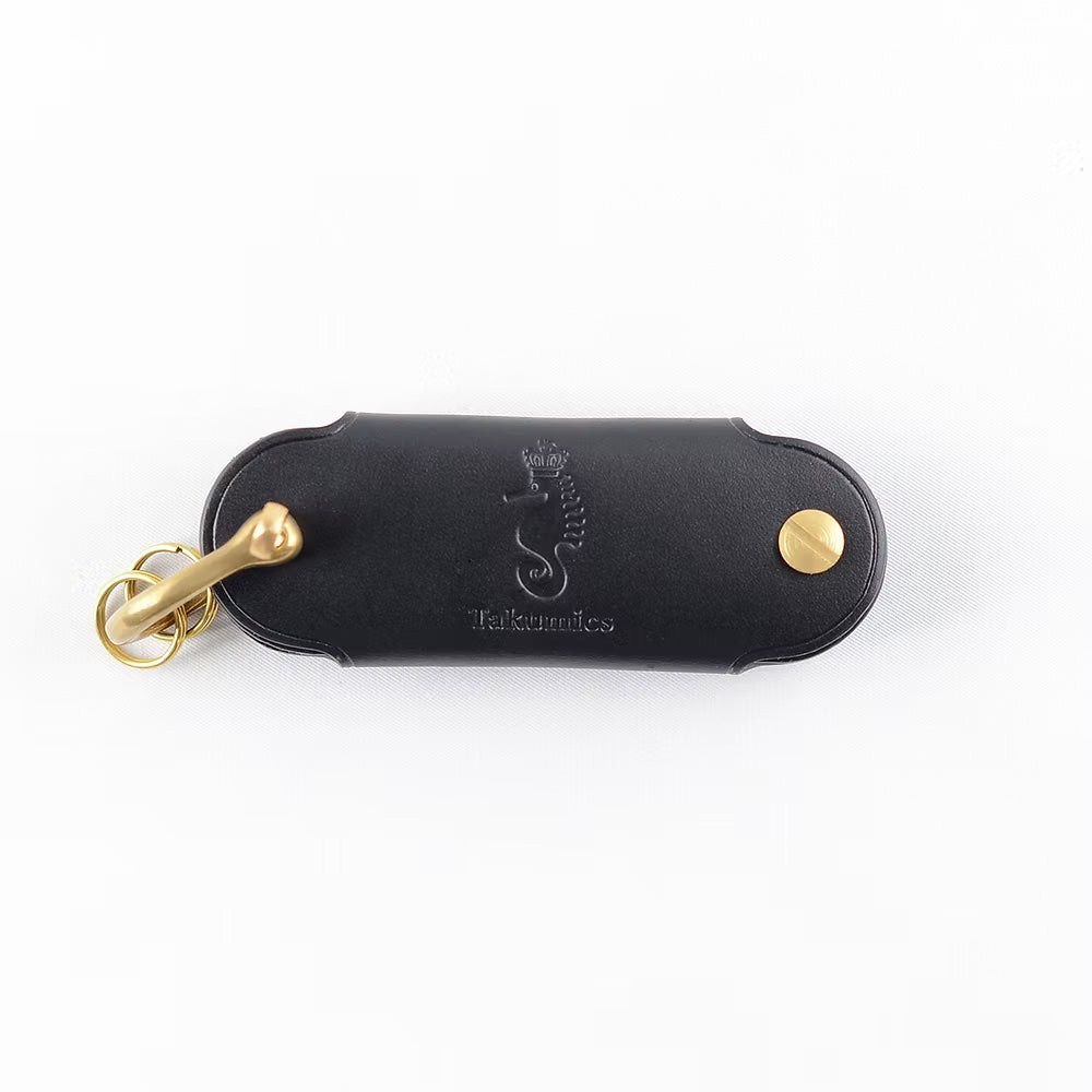 Takumics: Ovale Key Case — Classic Black (Italian Leather)