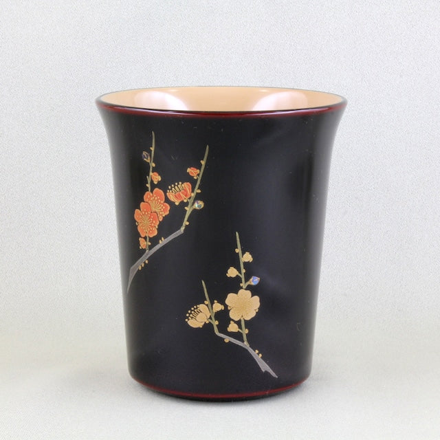 Kato Lacquerware: Wajima Lacquerware Pair of Red and White Plum Blossom Maki-e