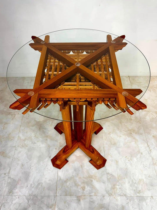 Sato Mokko: Solid Zelkova Masugumi Stand Table