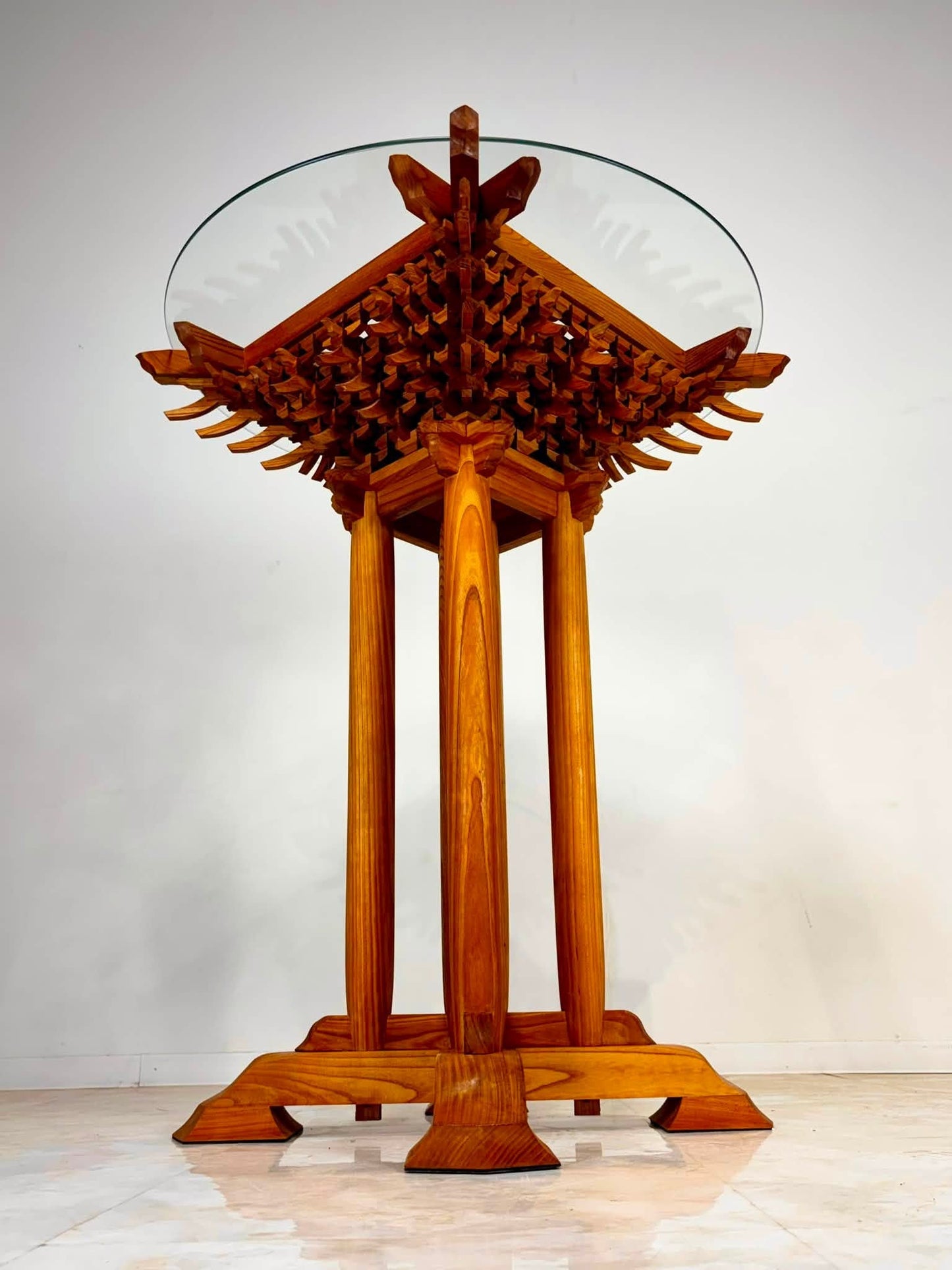 Sato Mokko: Solid Zelkova Masugumi Stand Table
