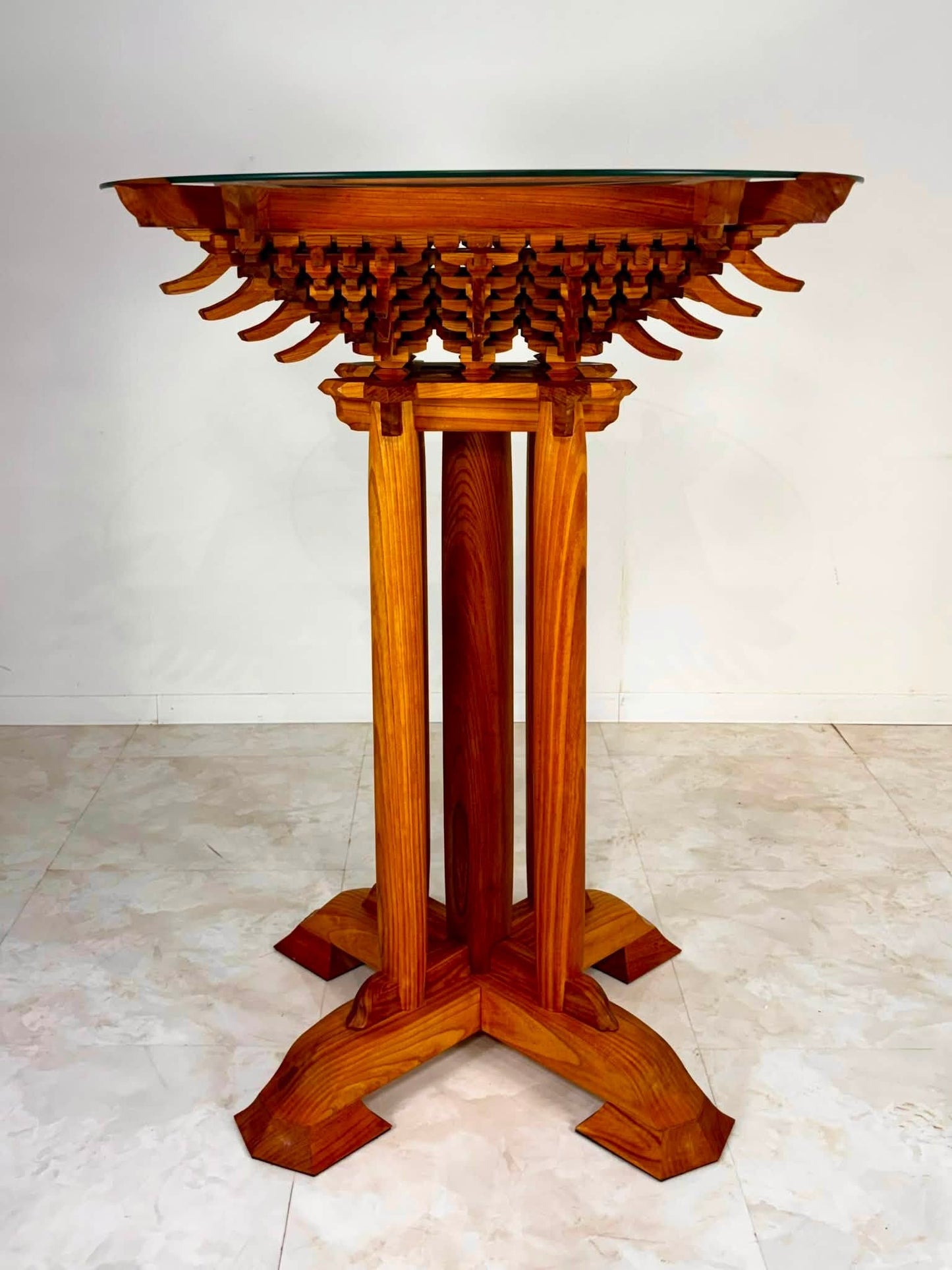 Sato Mokko: Solid Zelkova Masugumi Stand Table