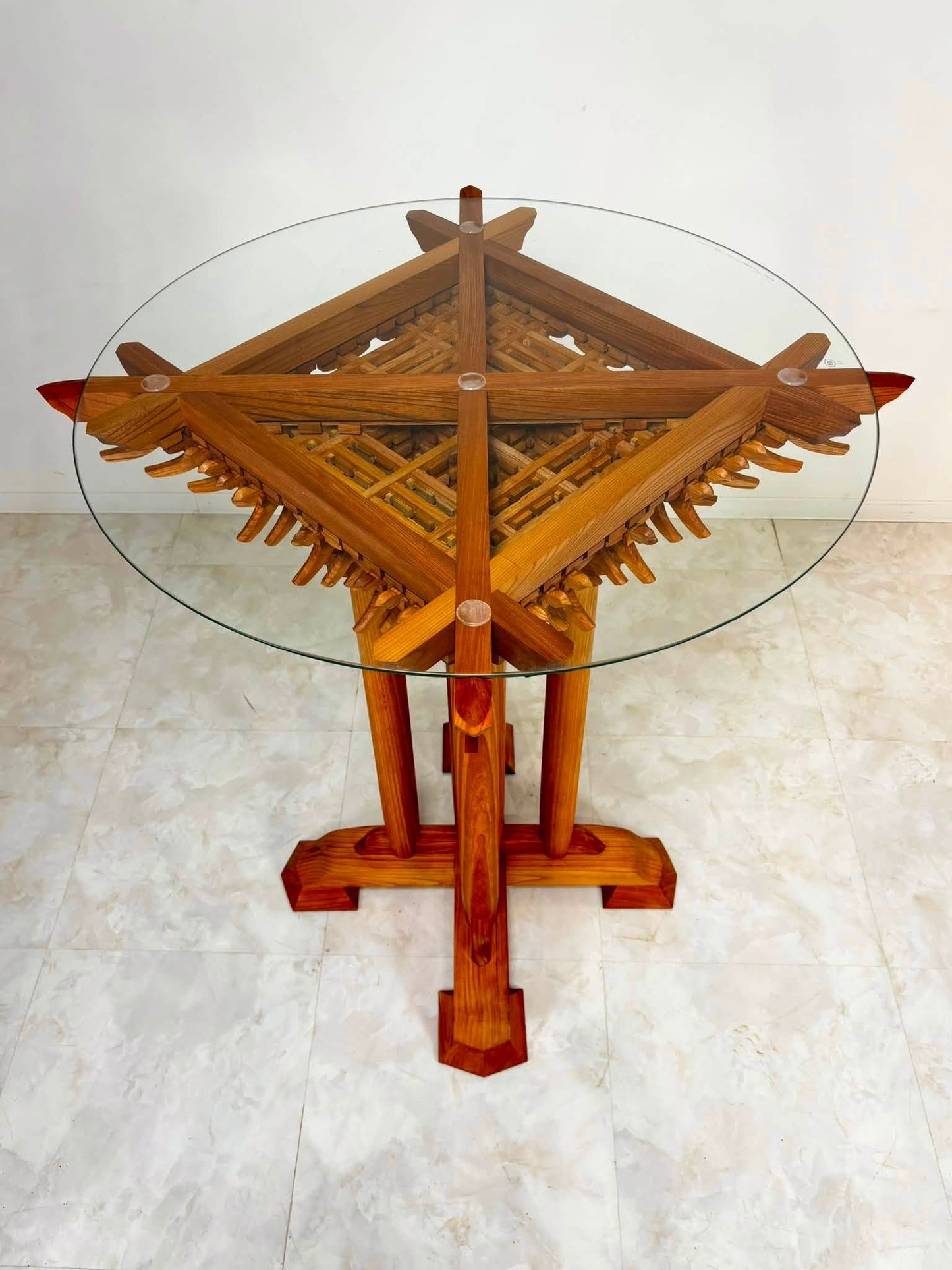Sato Mokko: Solid Zelkova Masugumi Stand Table