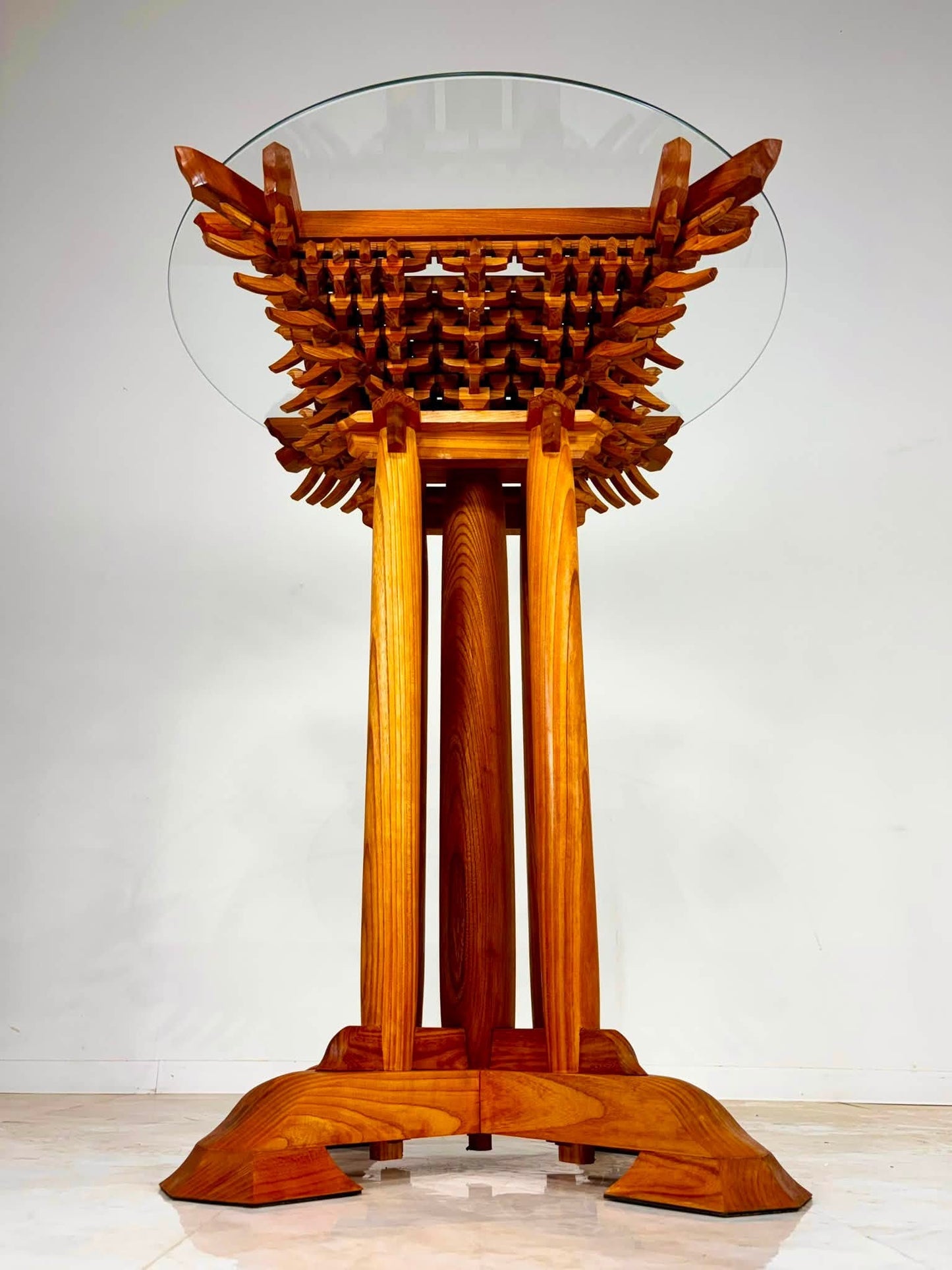 Sato Mokko: Solid Zelkova Masugumi Stand Table
