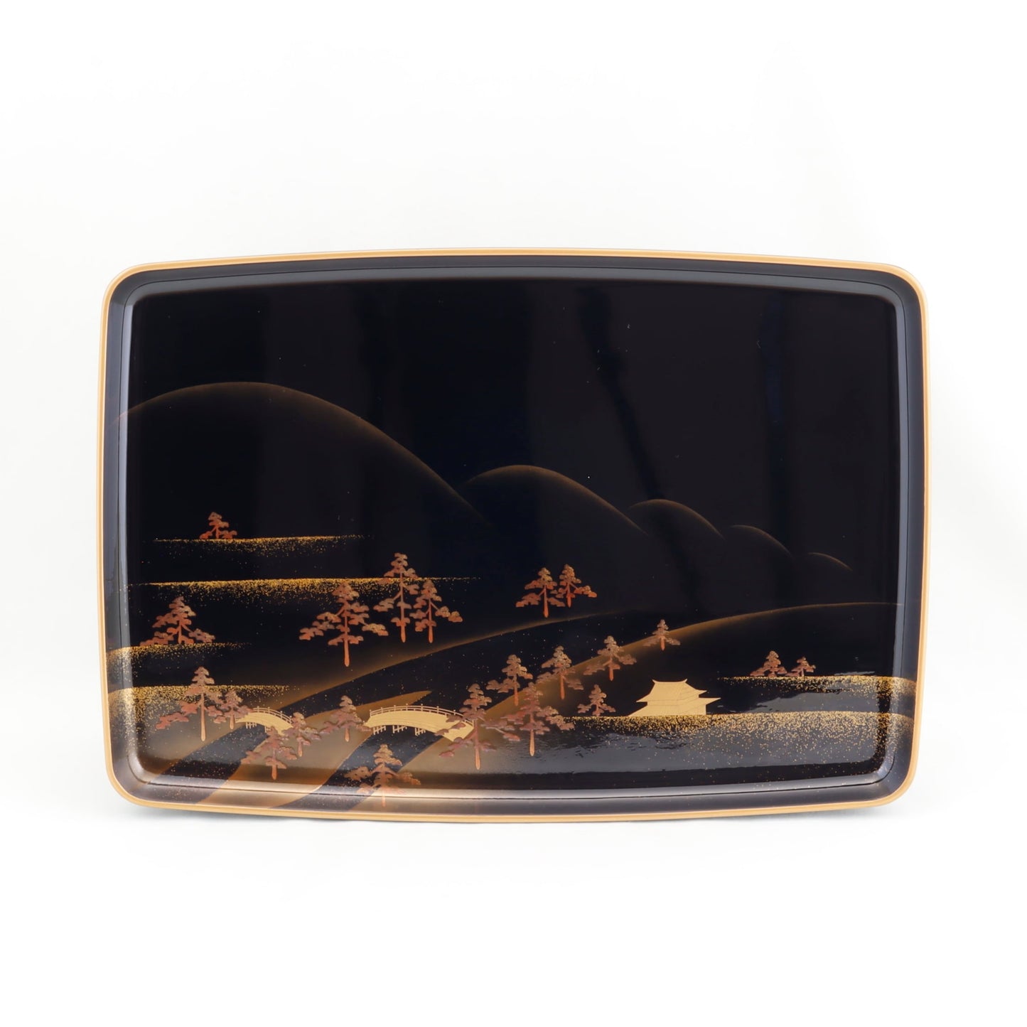 Kato Lacquerware: Wajima Lacquerware Toso Set – Bulging Body Form with Landscape Maki-e