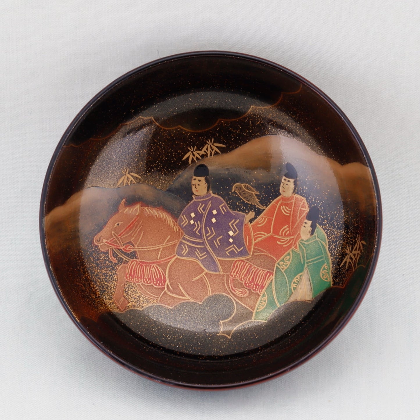Kato Lacquerware: Wajima Lacquerware Kikko Soup Bowl Set — Tale of Genji Maki-e