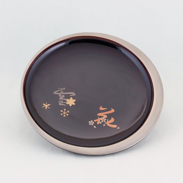 Kato Lacquerware: Wajima Lacquerware Crescent Plates – Snowflake Maki-e
