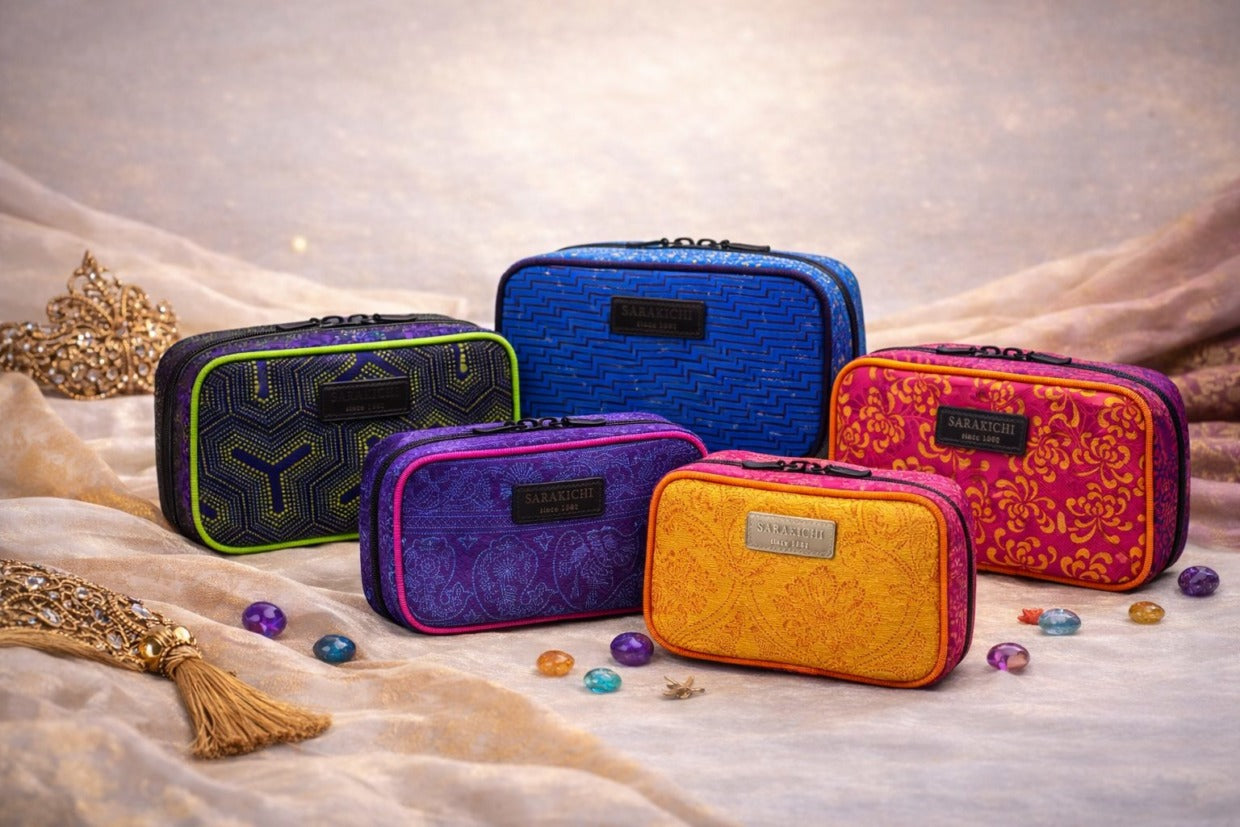 Tomita Sen Kogei: SARAKICHI – Komon Pouch (Blue/Pink)