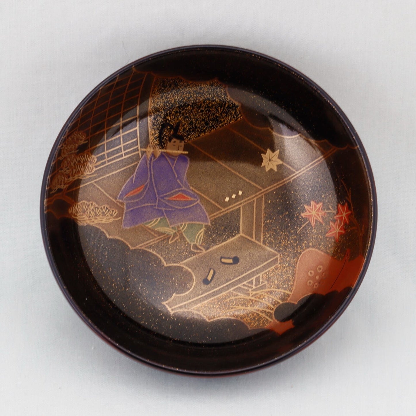 Kato Lacquerware: Wajima Lacquerware Kikko Soup Bowl Set — Tale of Genji Maki-e