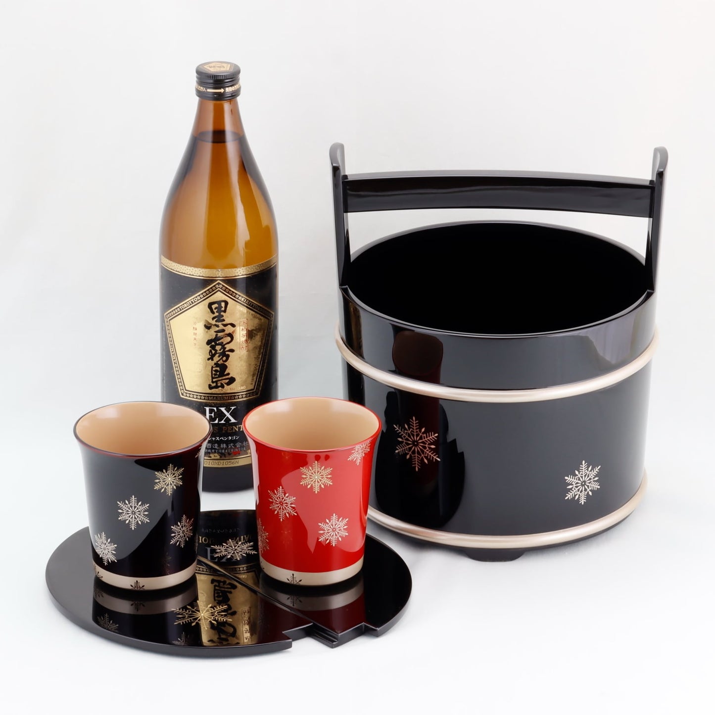 Kato Lacquerware: Wajima Lacquerware Ice Bucket with Snow Crystal Maki-e