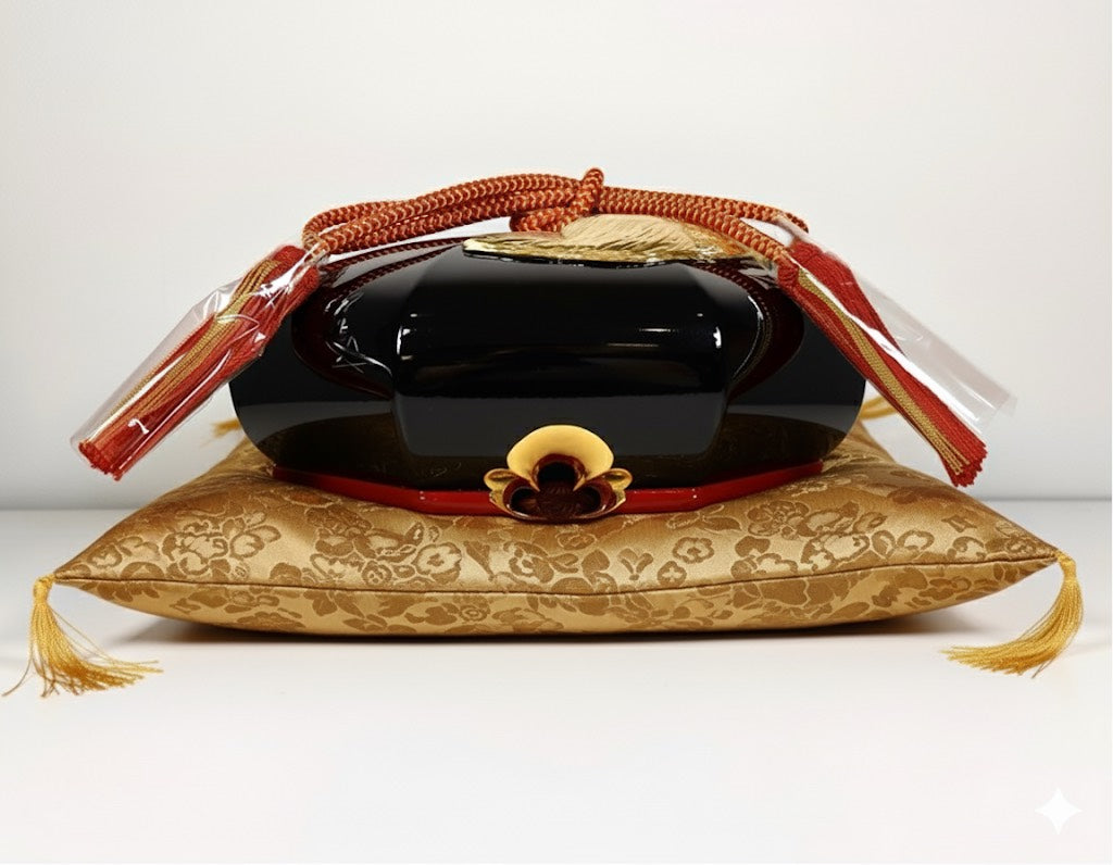 Sato Mokko: Tsuru-Kame Tamatebako Treasure Box in Black Lacquer