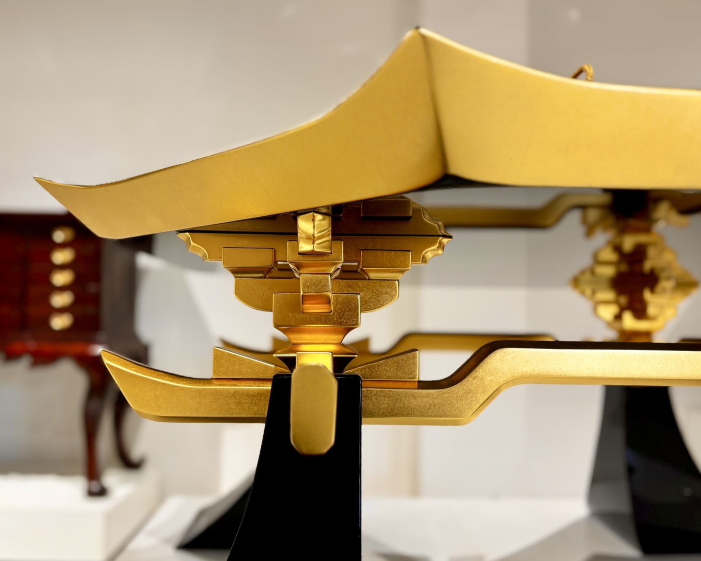 Sato Mokko: Black Lacquer Tamatebako Octagon Sofa Table