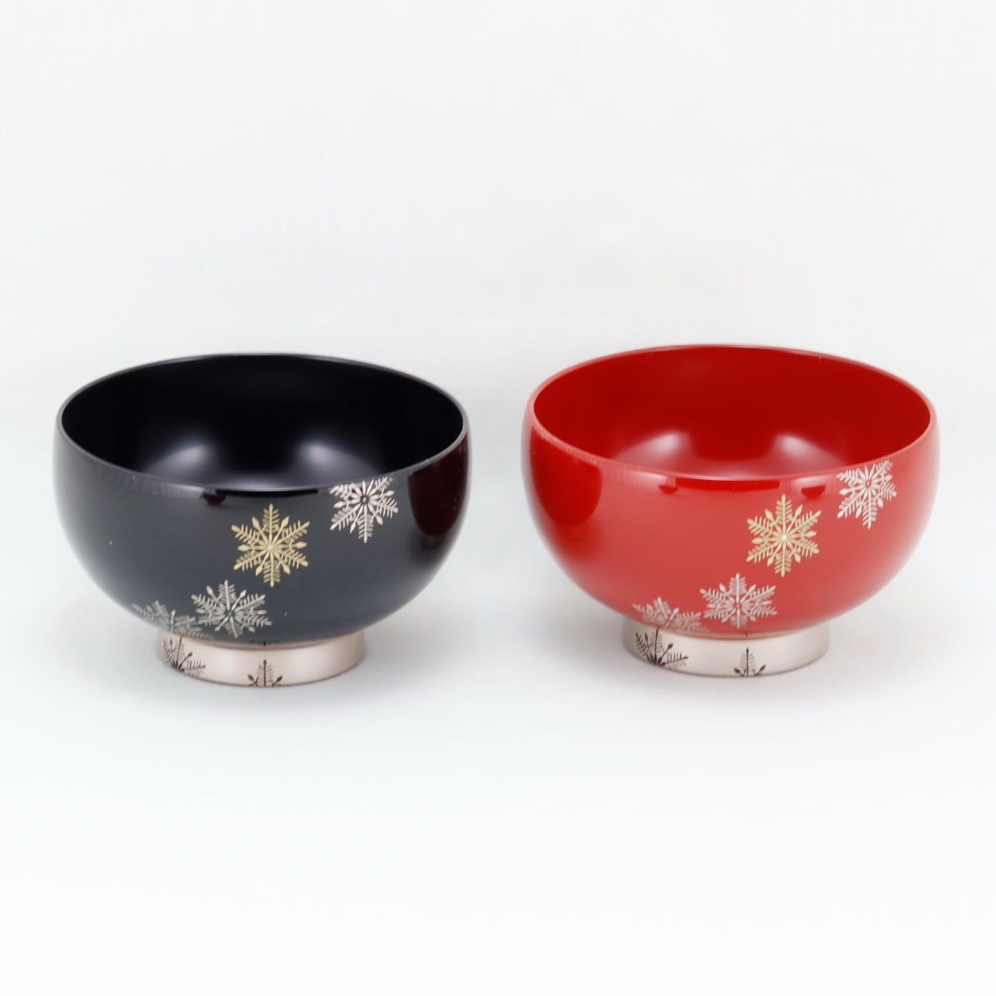 Kato Lacquerware: Wajima Lacquerware Snow Crystal Maki-e Couple Soup Bowl Set